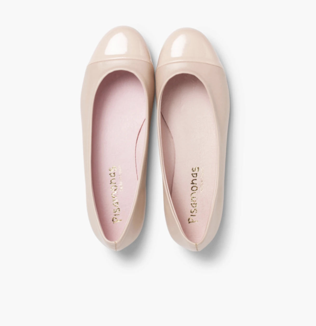 Leather Ballet Flats with Patent Toe