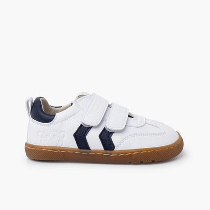 Pisamonas Barefoot White Sneakers with Side Stripes for Kids