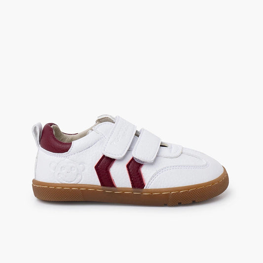 Pisamonas Barefoot White Sneakers with Side Stripes for Kids