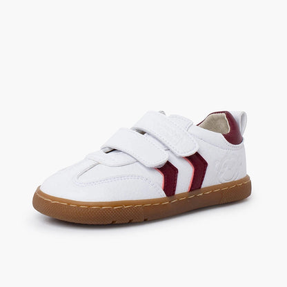 Pisamonas Barefoot White Sneakers with Side Stripes for Kids