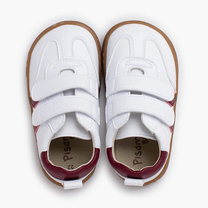 Pisamonas Barefoot White Sneakers with Side Stripes for Kids