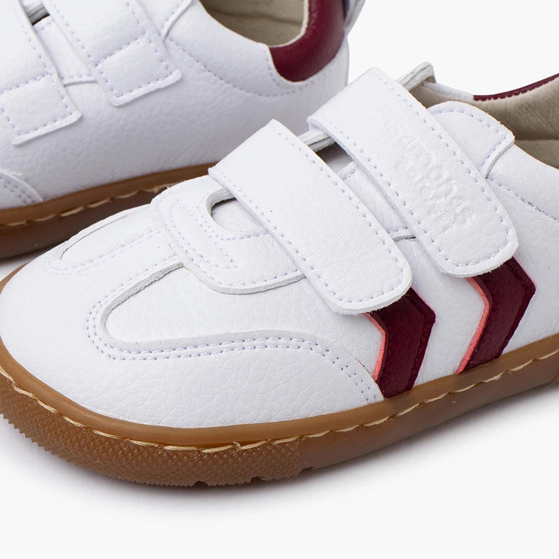 Pisamonas Barefoot White Sneakers with Side Stripes for Kids