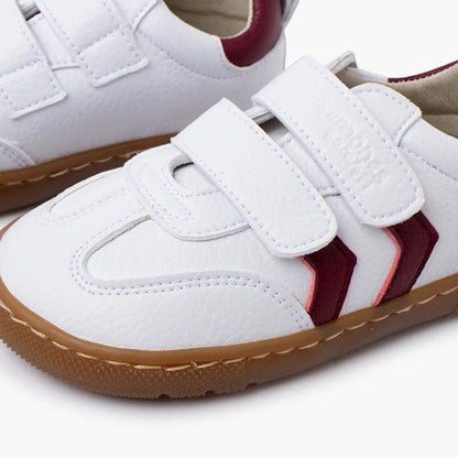 Pisamonas Barefoot White Sneakers with Side Stripes for Kids