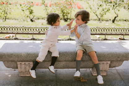 Pisamonas Barefoot White Sneakers with Side Stripes for Kids