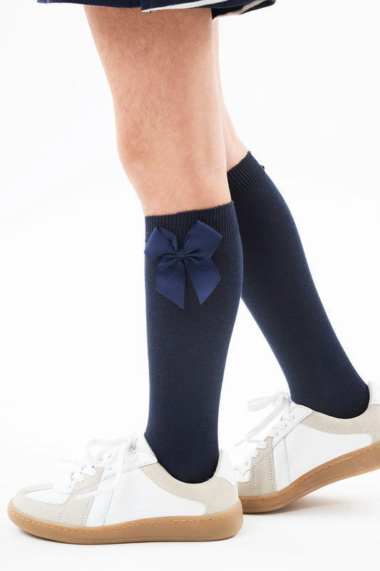 Cóndor Cotton Knee-High Socks with Grosgrain Bow