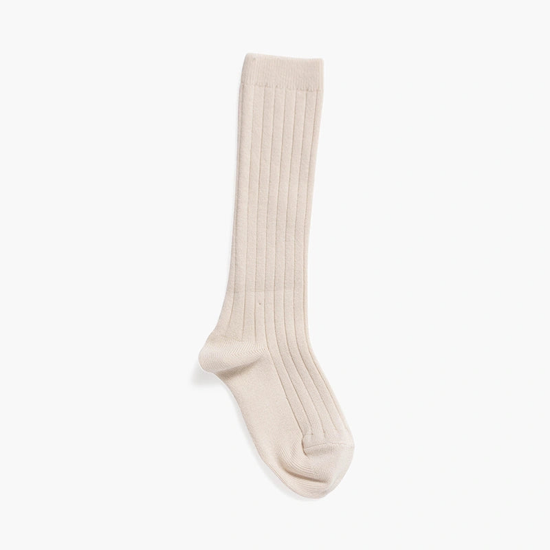 Linen knee-high sock on a white background