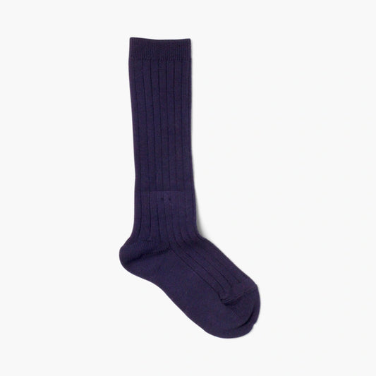 Navy blue sock on a white background