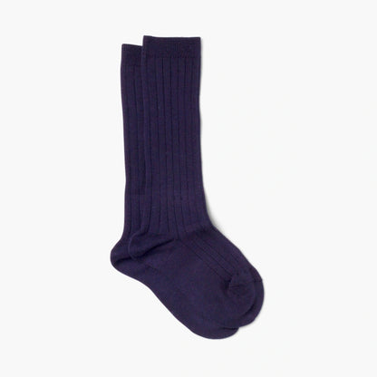 Navy blue sock on a white background