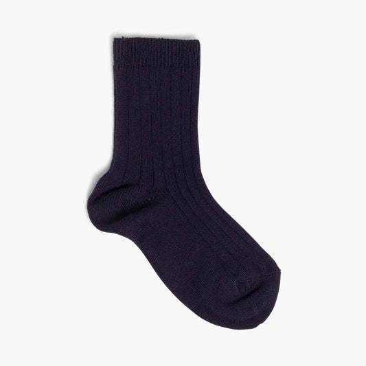 Navy blue sock on a white background