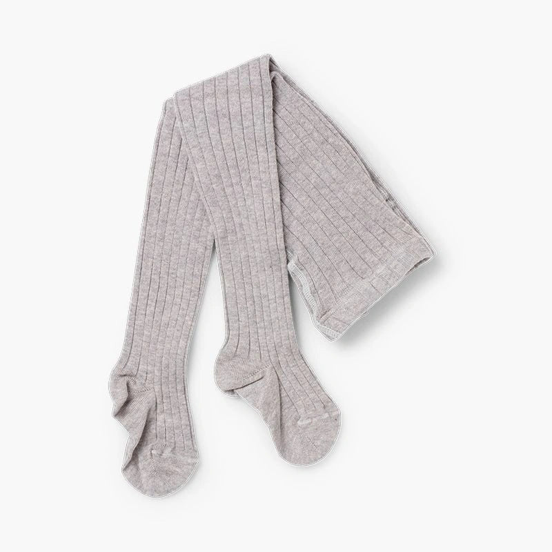 Light Grey ribbed tights on a white background