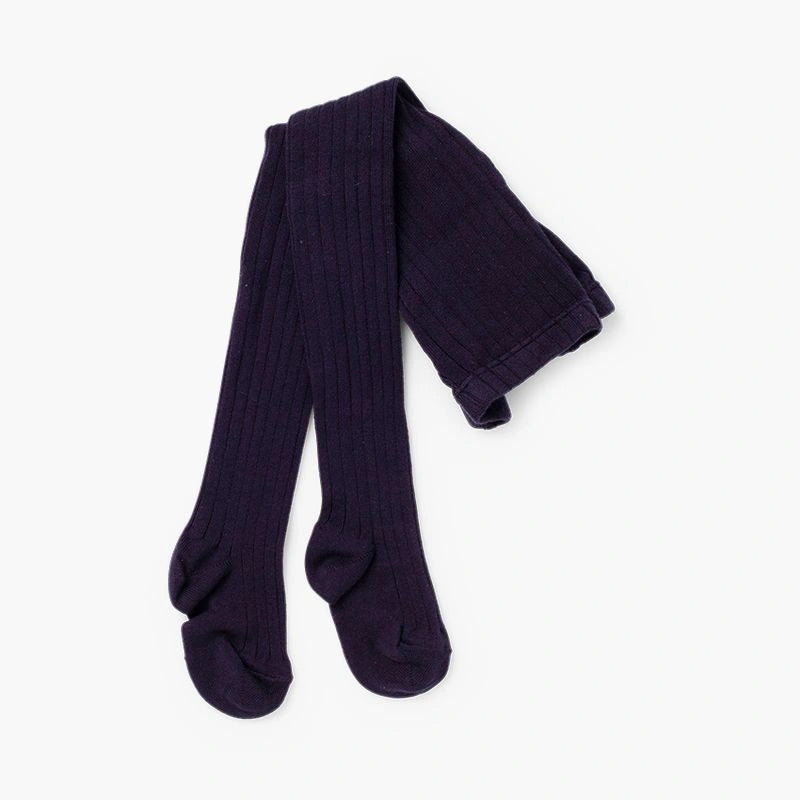 Pair of dark navy blue tights on a white background