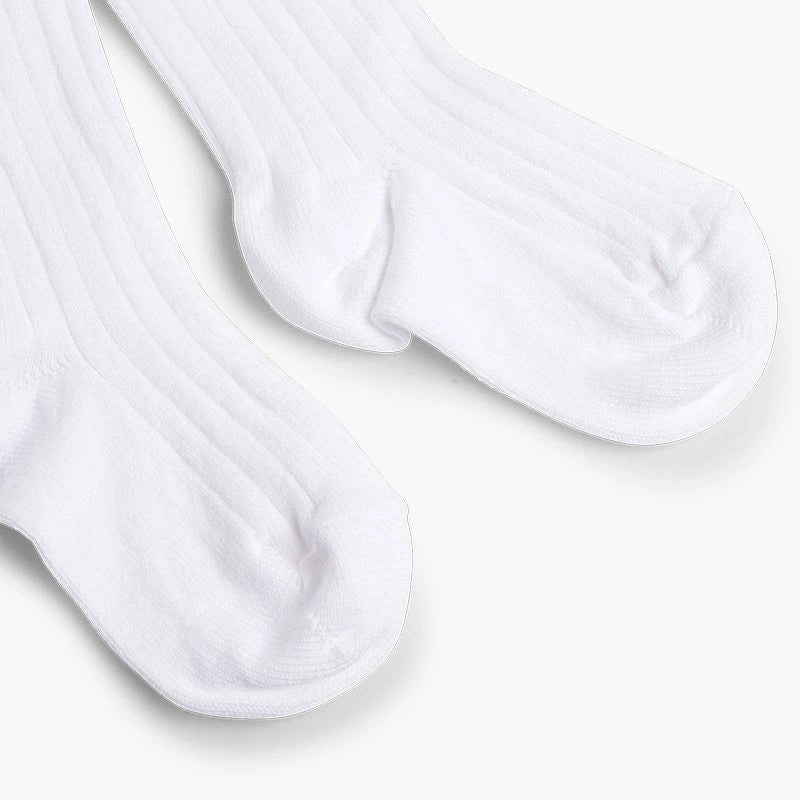 Three pairs of white socks on a light gray background