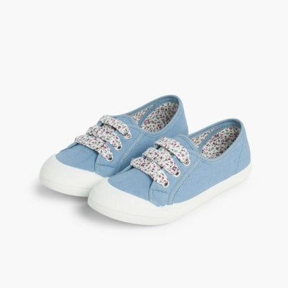 Lace-up Canvas Trainers with Rubber Toe Cap