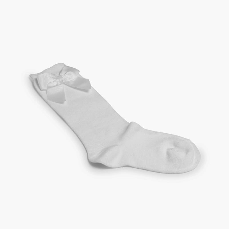 White sock with a bow on a white background