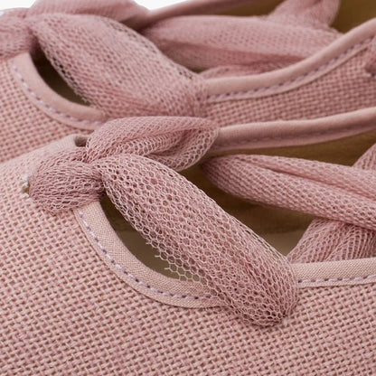 Linen Ballet Flats – Tulle Ribbon Tie