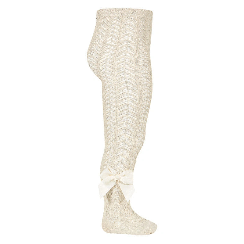 Condor Openwork Perle Tights with Grosgrain Bow