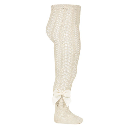 Condor Openwork Perle Tights with Grosgrain Bow