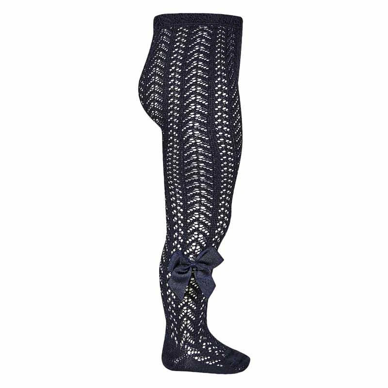 Condor Openwork Perle Tights with Grosgrain Bow