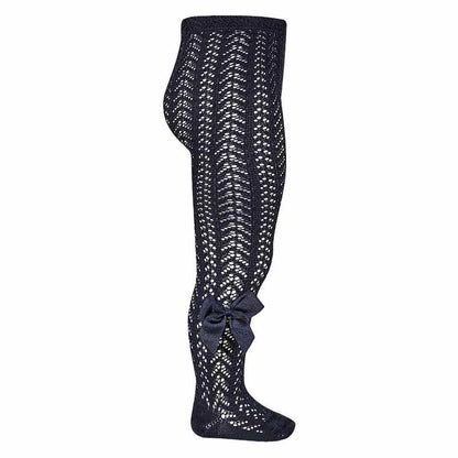 Condor Openwork Perle Tights with Grosgrain Bow