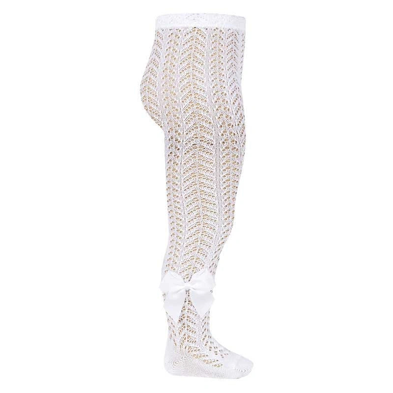 Condor Openwork Perle Tights with Grosgrain Bow