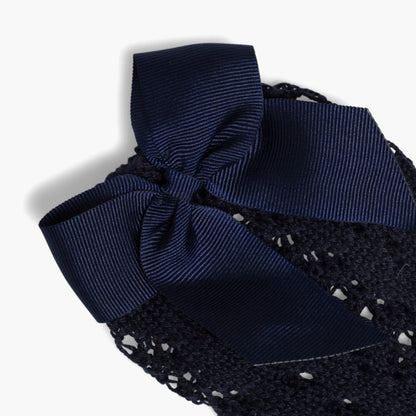 Cóndor Perle Openwork Knee-High Socks with Grosgrain Bow