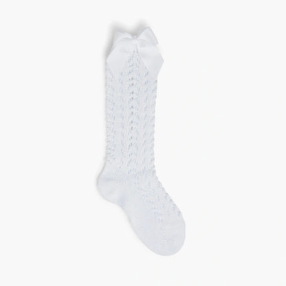 Cóndor Perle Openwork Knee-High Socks with Grosgrain Bow