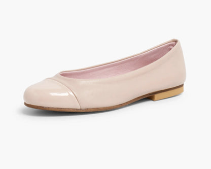 Leather Ballet Flats with Patent Toe