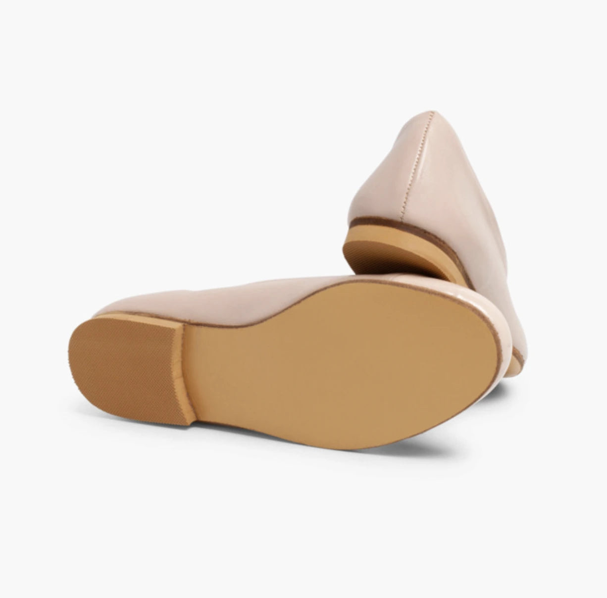 Leather Ballet Flats with Patent Toe