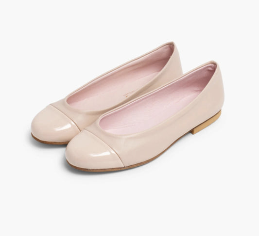 Leather Ballet Flats with Patent Toe