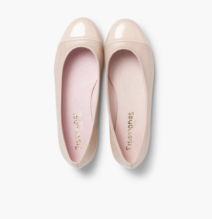 Leather Ballet Flats with Patent Toe