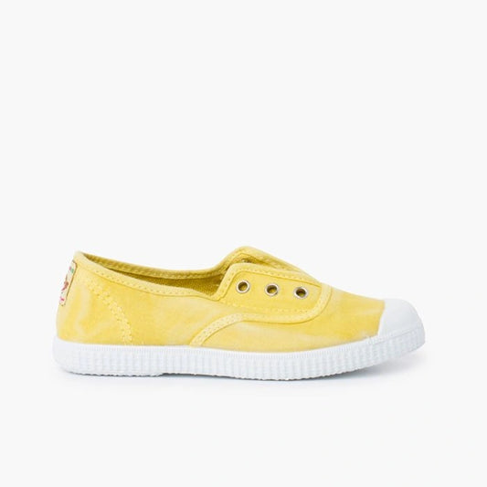 Worn-EffectLacelessCanvasTrainers-yellow-01