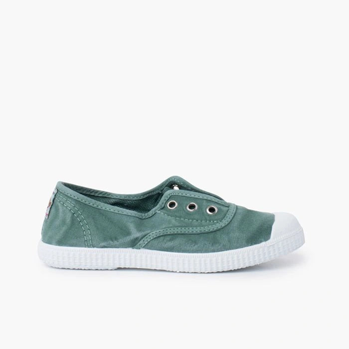 Worn-Effect_Laceless_Canvas_Trainers-pine-green